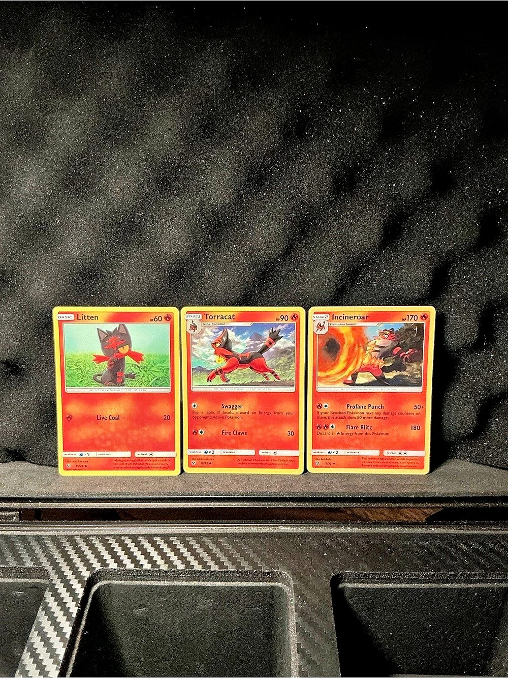 Pokemon Litten, Torracat, and Incineroar Evolution Line Card Lot & Incineroar